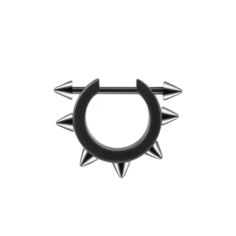 1pc Stainless Steel Cone Silver/Black Color Ear Cartilage Spike Hoop Earring, Tragus Helix Daith Piercing Jewelry For Men