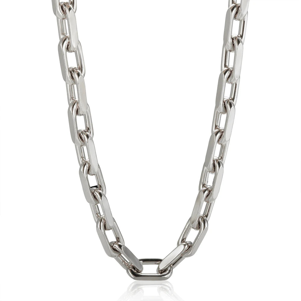 Thick Flat Cuban Link Chain Stainless Steel Necklace Bracelet Jewelry Set Waterproof Gold Color Plated For Pet Girl Women Hiphop
