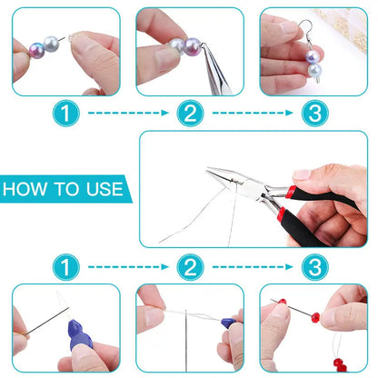 Jewelry Making Supplies Kit with Jewelry Tools, Jewelry Copper Wires Thread and Jewelry Findings for Jewelry Repair and Beading