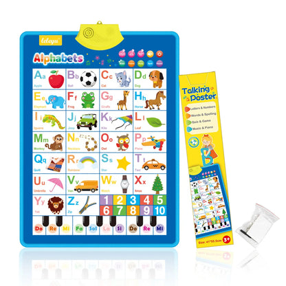 Electronic Interactive Alphabet Wall Chart Toddler Learning Educational ABC Poster for Kids Ages 2-5 Christmas Birthday Gifts