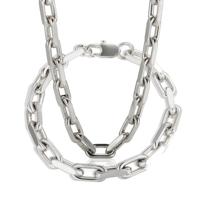 Thick Flat Cuban Link Chain Stainless Steel Necklace Bracelet Jewelry Set Waterproof Gold Color Plated For Pet Girl Women Hiphop