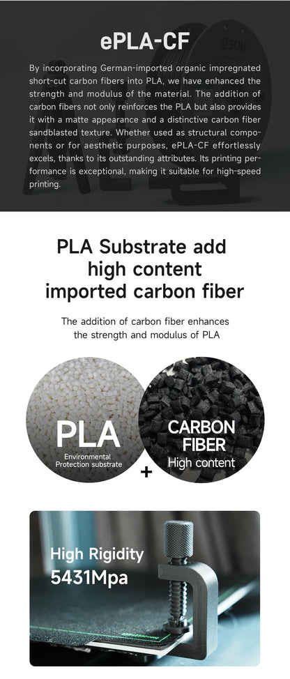 eSUN Carbon Fiber PLA 3D Printer Filament 1KG 1.75MM Fast Printing PLA-CF High-strength Carbon Fiber PLA Filament For Bambu Lab