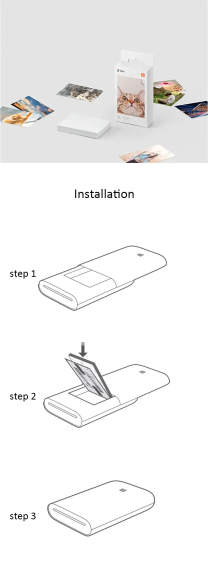 Original Xiaomi Pocket Printer Paper ZINK Self-adhesive Photo Print Sheets For Xiaomi 3-inch Mini Pocket Photo Printer Only Pape