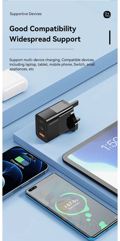 Essager USB C Charger 33W GaN Type C PD Fast Charging For iPhone 14 13 12 11 Pro Max XS 8 P For iPad Pro Air iPad Mini