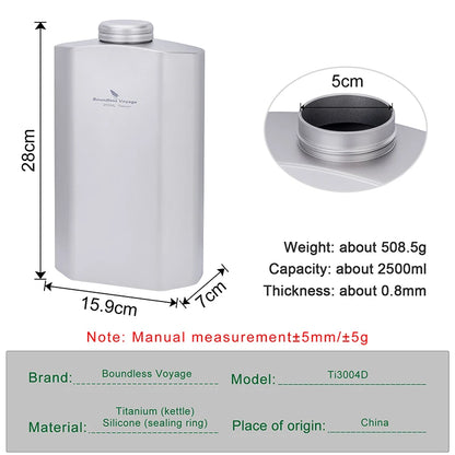 Boundless Voyage 2.5L/84.55oz Titanium Sports Water Bottle Big Capacity Flask Water Jug for Gym, Fitness, Camping Ti3004D