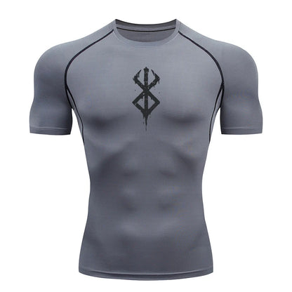 Anime Men's Compression Shirt Fitness Sport Running Tight Gym TShirts Athletic Workout Quick Dry Tops Tee Summer