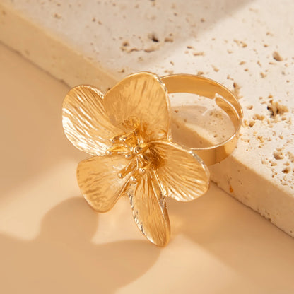 Ingemark 20 Styles Boho Unique Gold Color Petal Flower Rings for Women Punk Geometric Adjustable Rings Couple New Year Jewelry