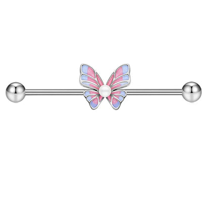 1PCS Stainless Steel Butterfly Industrial Piercing Barbell 14G Star Industrial Earring Tragus Cartilage Jewelry Industrial Rings