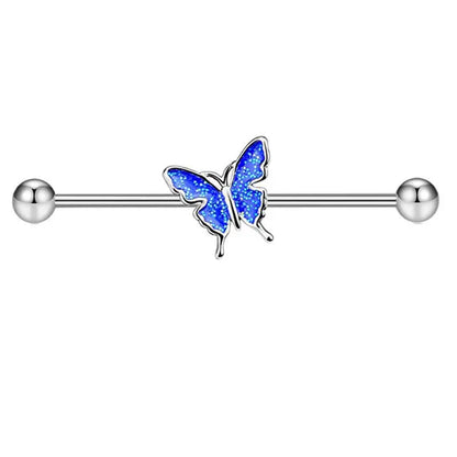 1PCS Stainless Steel Butterfly Industrial Piercing Barbell 14G Star Industrial Earring Tragus Cartilage Jewelry Industrial Rings