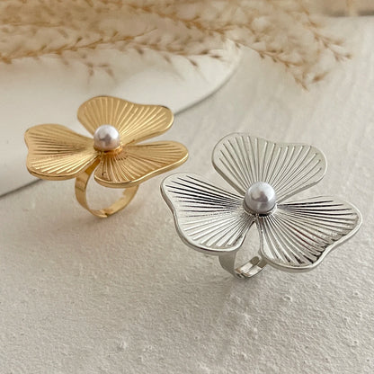 Ingemark 20 Styles Boho Unique Gold Color Petal Flower Rings for Women Punk Geometric Adjustable Rings Couple New Year Jewelry