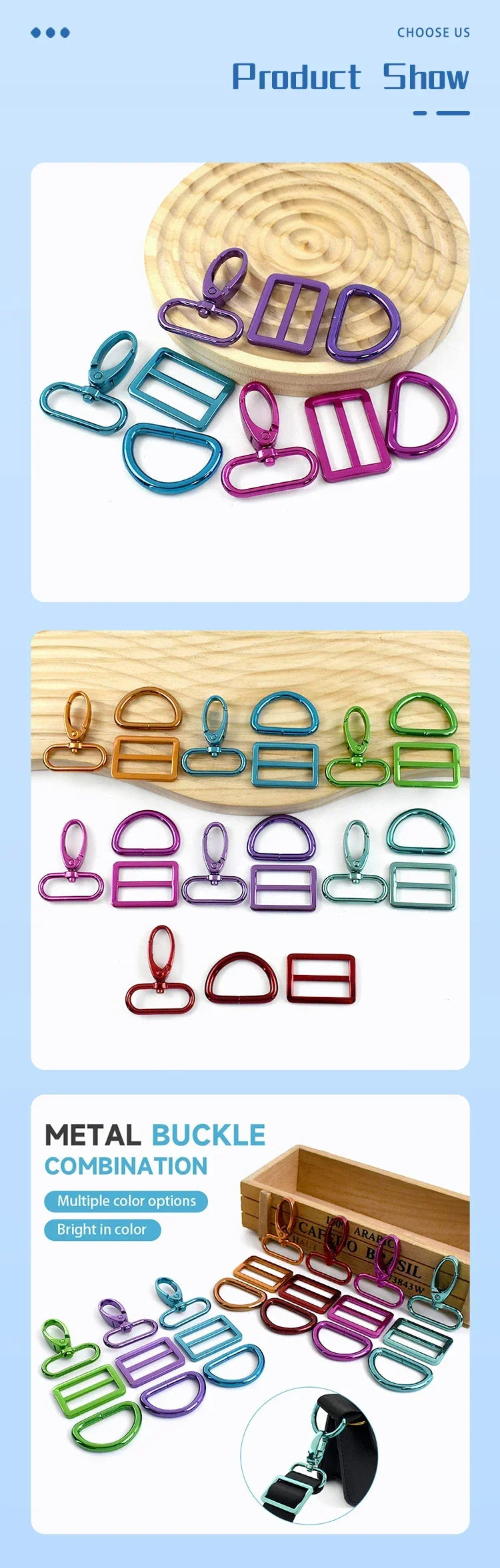 2/3Sets Meetee 20-38mm Metal Bag Strap Buckles D Ring Swivel Lobster Clasp Pet Collar Tri-glide Slider Hook DIY Bags Accessories