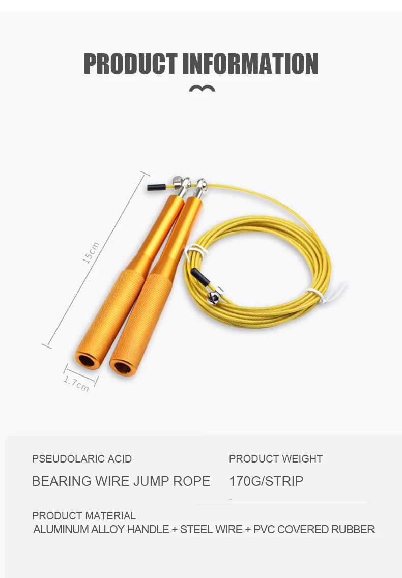 High Fast Speed Rope Wire Rope Jump Skipping Black Rope Aluminum Handle Adjustable Steel For Fitness with Durable Opp Bag