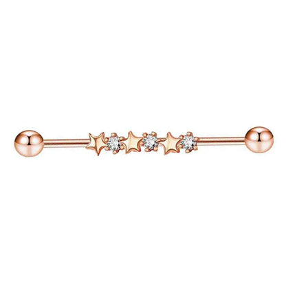 1PCS Stainless Steel Butterfly Industrial Piercing Barbell 14G Star Industrial Earring Tragus Cartilage Jewelry Industrial Rings