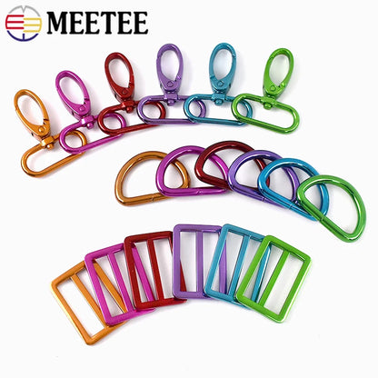 2/3Sets Meetee 20-38mm Metal Bag Strap Buckles D Ring Swivel Lobster Clasp Pet Collar Tri-glide Slider Hook DIY Bags Accessories