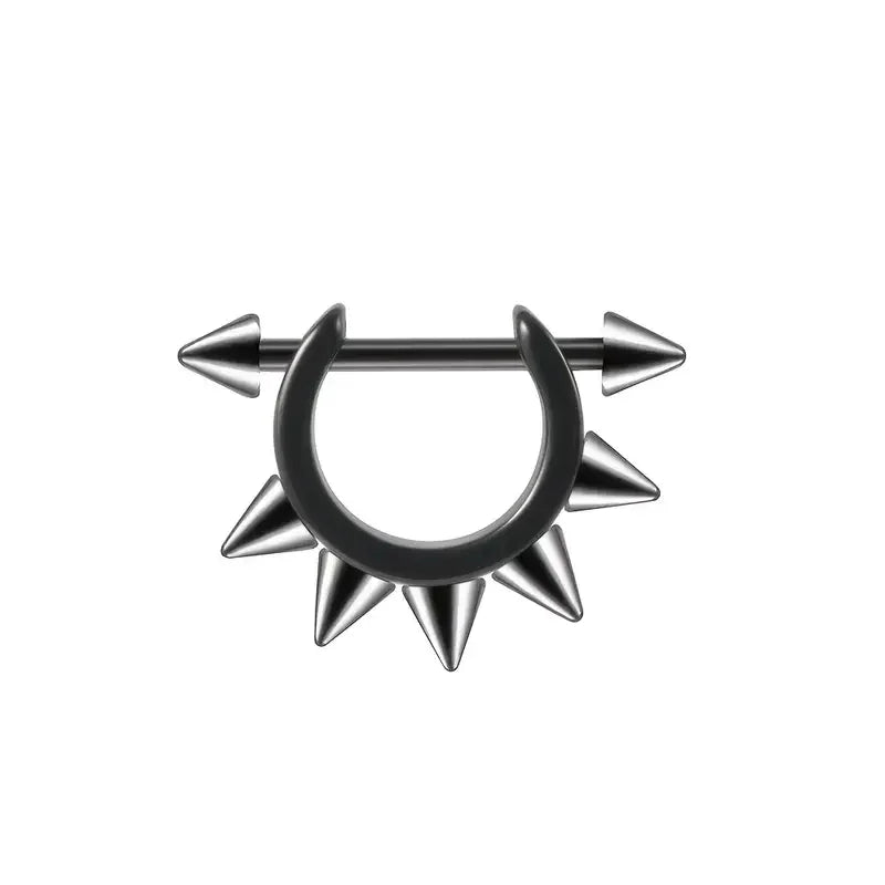 1pc Stainless Steel Cone Silver/Black Color Ear Cartilage Spike Hoop Earring, Tragus Helix Daith Piercing Jewelry For Men