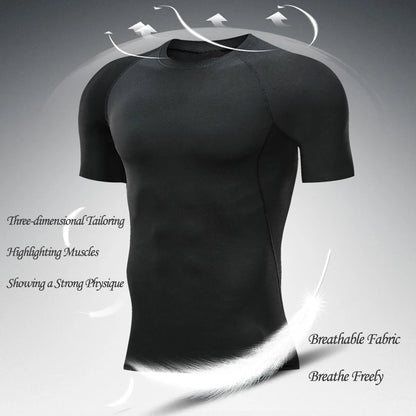 Anime Men's Compression Shirt Fitness Sport Running Tight Gym TShirts Athletic Workout Quick Dry Tops Tee Summer