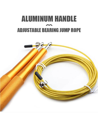 High Fast Speed Rope Wire Rope Jump Skipping Black Rope Aluminum Handle Adjustable Steel For Fitness with Durable Opp Bag