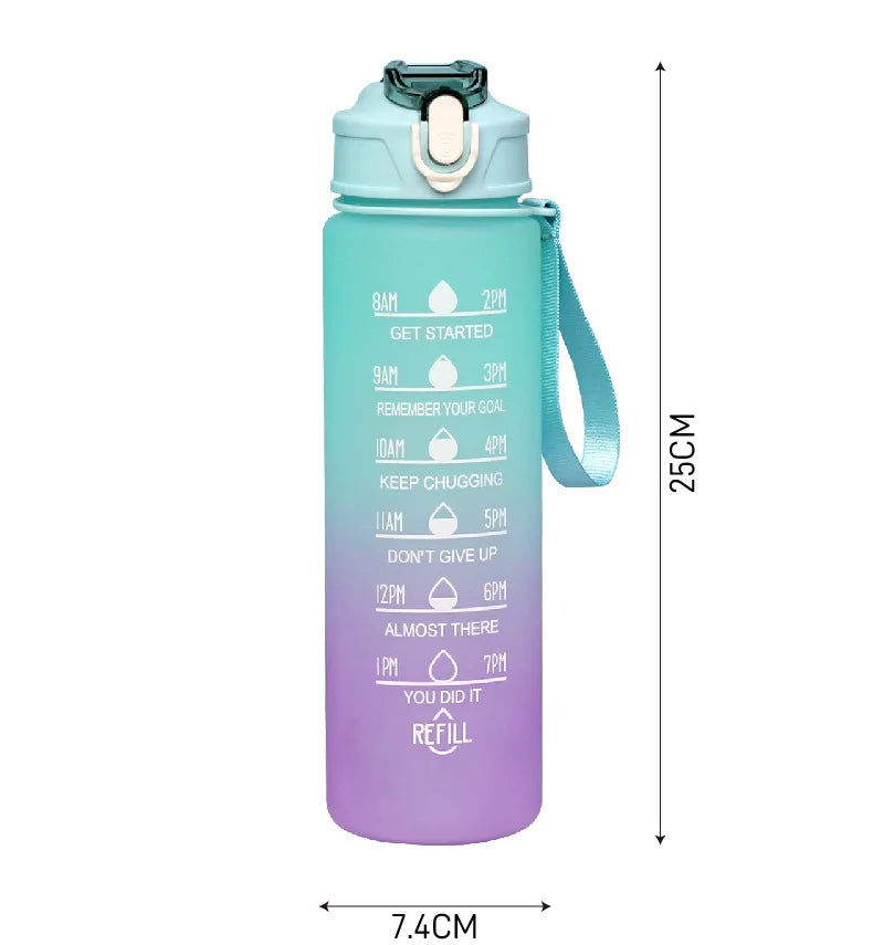 Sports Water Bottle with Time-Tracking Straw Leak Proof Locking Flip Cover for Easy Carry Ideal for Outdoor Adventures