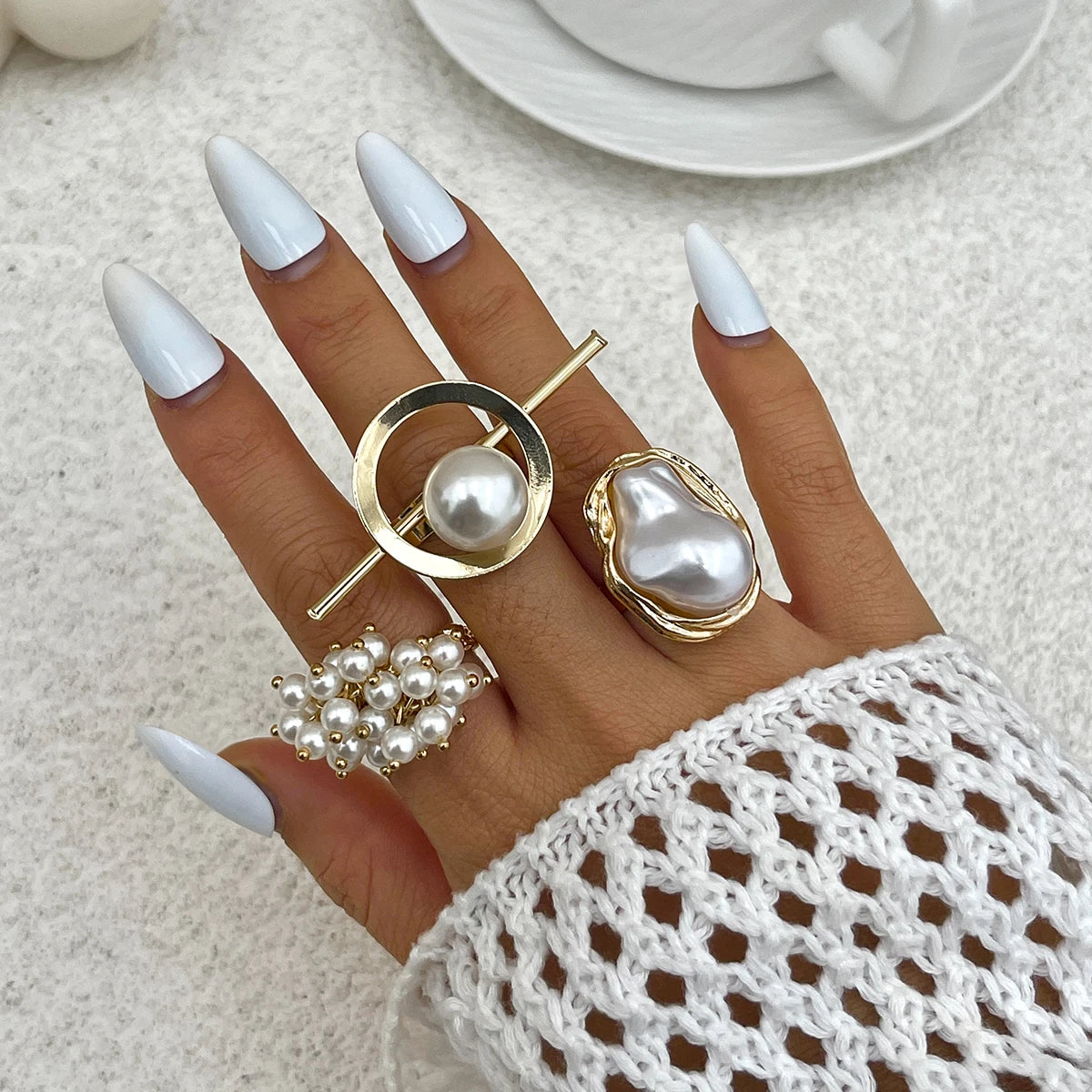 Ingemark 20 Styles Boho Unique Gold Color Petal Flower Rings for Women Punk Geometric Adjustable Rings Couple New Year Jewelry