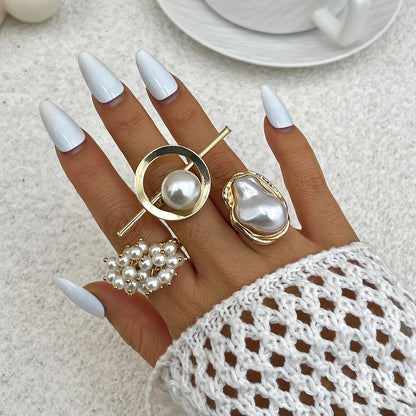 Ingemark 20 Styles Boho Unique Gold Color Petal Flower Rings for Women Punk Geometric Adjustable Rings Couple New Year Jewelry