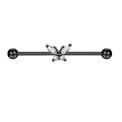 1PCS Stainless Steel Butterfly Industrial Piercing Barbell 14G Star Industrial Earring Tragus Cartilage Jewelry Industrial Rings
