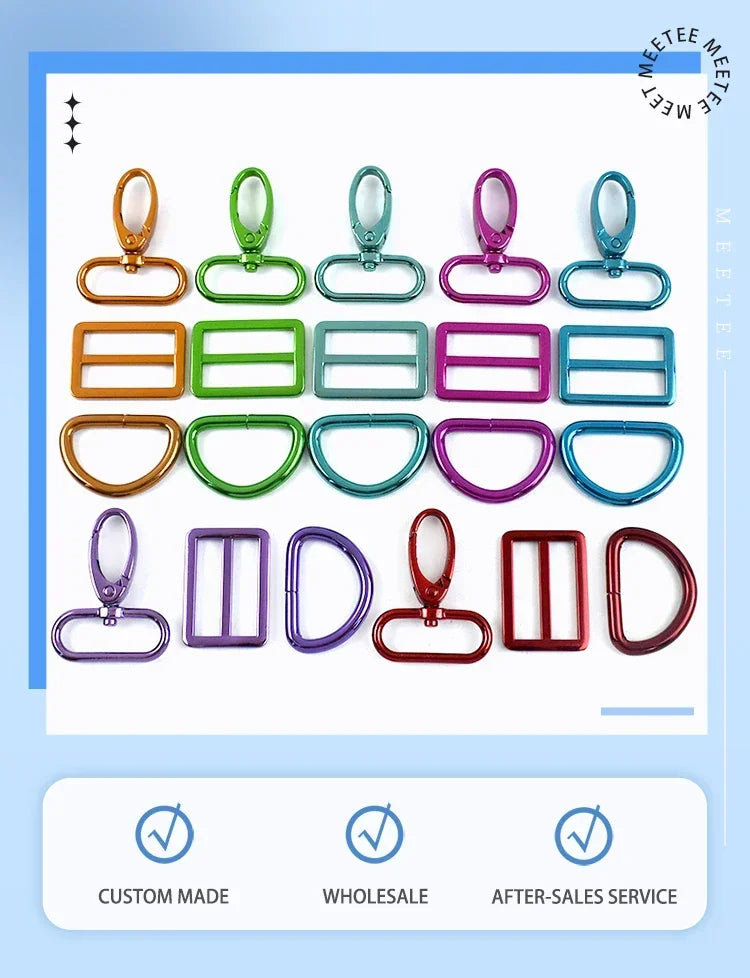 2/3Sets Meetee 20-38mm Metal Bag Strap Buckles D Ring Swivel Lobster Clasp Pet Collar Tri-glide Slider Hook DIY Bags Accessories