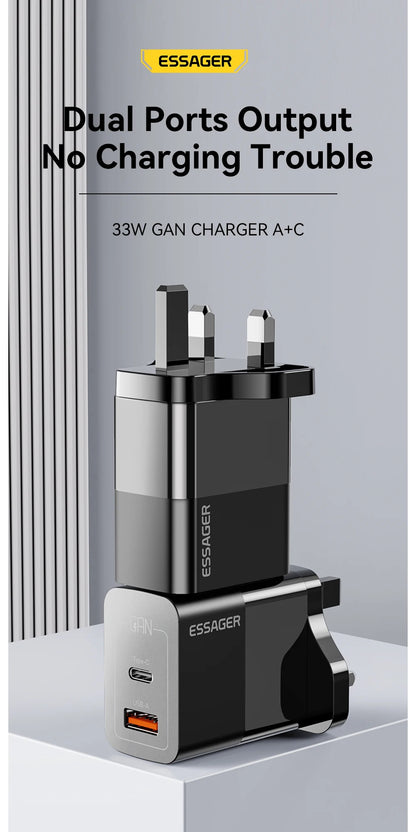 Essager USB C Charger 33W GaN Type C PD Fast Charging For iPhone 14 13 12 11 Pro Max XS 8 P For iPad Pro Air iPad Mini