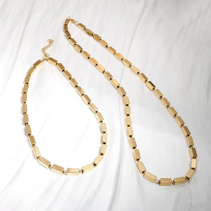 Thick Flat Cuban Link Chain Stainless Steel Necklace Bracelet Jewelry Set Waterproof Gold Color Plated For Pet Girl Women Hiphop
