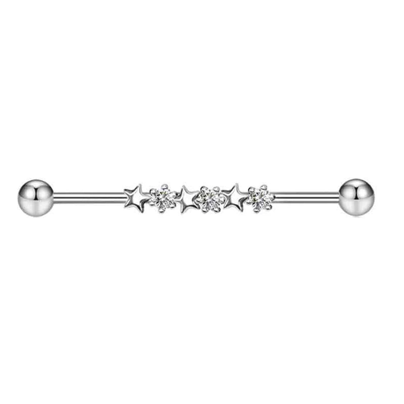 1PCS Stainless Steel Butterfly Industrial Piercing Barbell 14G Star Industrial Earring Tragus Cartilage Jewelry Industrial Rings