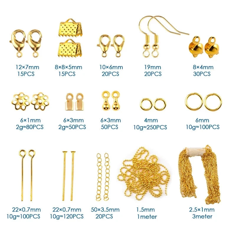 Jewelry Making Supplies Kit with Jewelry Tools, Jewelry Copper Wires Thread and Jewelry Findings for Jewelry Repair and Beading
