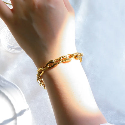 Thick Flat Cuban Link Chain Stainless Steel Necklace Bracelet Jewelry Set Waterproof Gold Color Plated For Pet Girl Women Hiphop