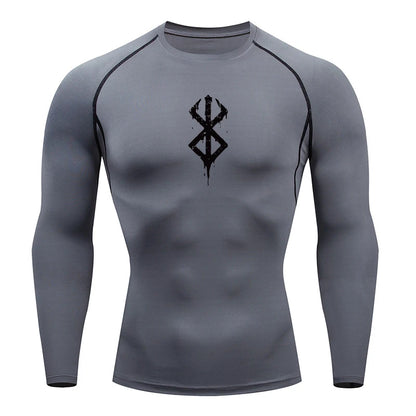 Anime Men's Compression Shirt Fitness Sport Running Tight Gym TShirts Athletic Workout Quick Dry Tops Tee Summer