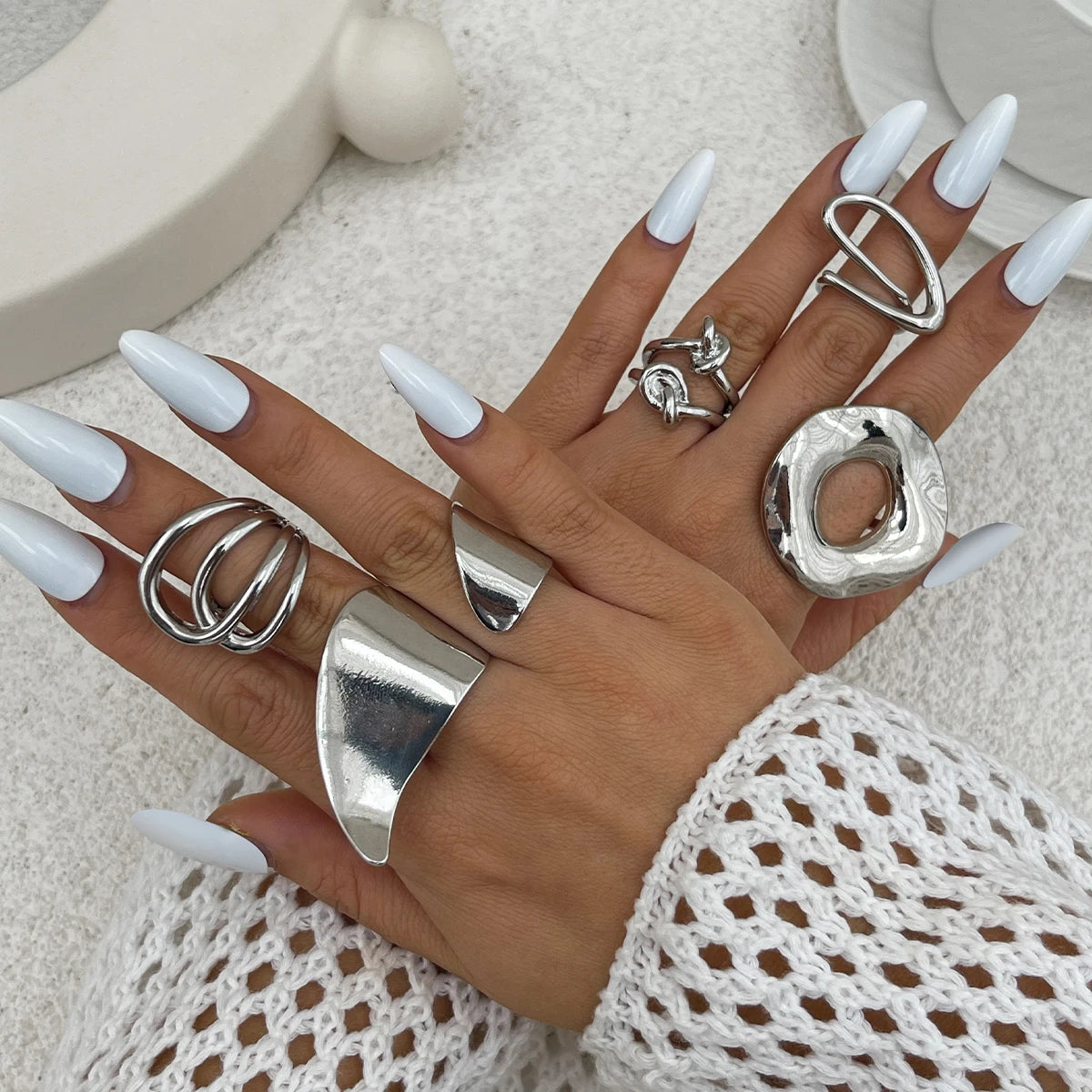 Ingemark 20 Styles Boho Unique Gold Color Petal Flower Rings for Women Punk Geometric Adjustable Rings Couple New Year Jewelry