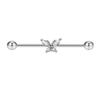1PCS Stainless Steel Butterfly Industrial Piercing Barbell 14G Star Industrial Earring Tragus Cartilage Jewelry Industrial Rings