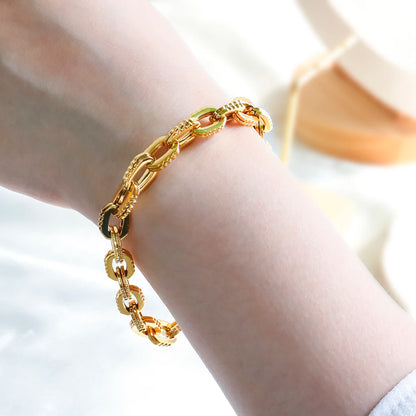 Thick Flat Cuban Link Chain Stainless Steel Necklace Bracelet Jewelry Set Waterproof Gold Color Plated For Pet Girl Women Hiphop