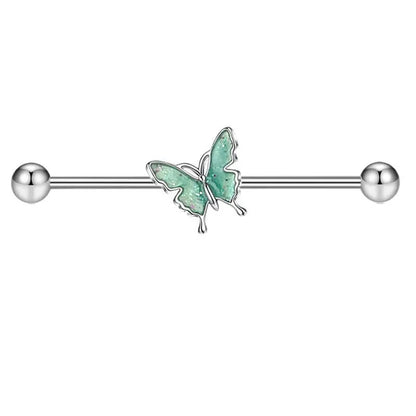1PCS Stainless Steel Butterfly Industrial Piercing Barbell 14G Star Industrial Earring Tragus Cartilage Jewelry Industrial Rings