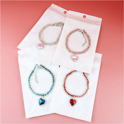 Luxury Diamond Pet Collar Cat Necklace Cute Love Pendant Dog Cat Collar Pet Accessories for Puppies Bling Crystal Kitty Necklace