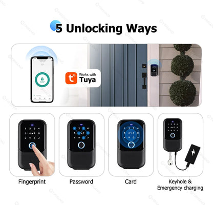 YRHAND TTlock password Smart Fingerprint Digital card Inteligente Tuya Electronic Portable IP66 Lock Boxes For Smart Home