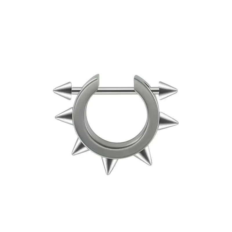 1pc Stainless Steel Cone Silver/Black Color Ear Cartilage Spike Hoop Earring, Tragus Helix Daith Piercing Jewelry For Men