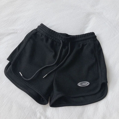 Women Casual Loose Drawstring Sports Shorts Elastic High Waist Fitness Running A-line Shorts Basic Yoga Wide Leg Trousers Summer