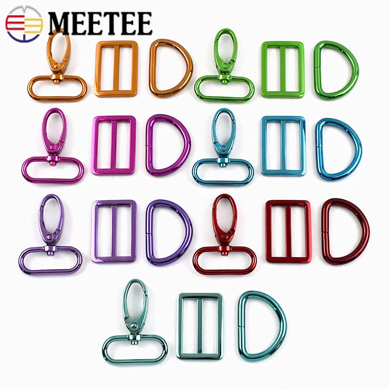 2/3Sets Meetee 20-38mm Metal Bag Strap Buckles D Ring Swivel Lobster Clasp Pet Collar Tri-glide Slider Hook DIY Bags Accessories
