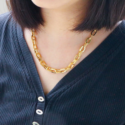 Thick Flat Cuban Link Chain Stainless Steel Necklace Bracelet Jewelry Set Waterproof Gold Color Plated For Pet Girl Women Hiphop