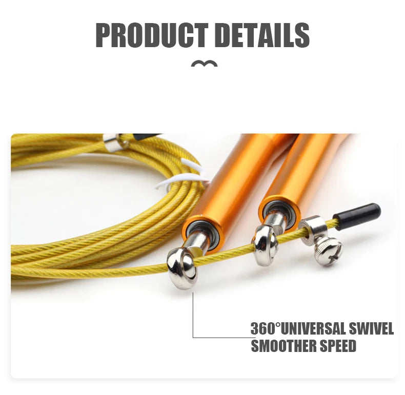 High Fast Speed Rope Wire Rope Jump Skipping Black Rope Aluminum Handle Adjustable Steel For Fitness with Durable Opp Bag