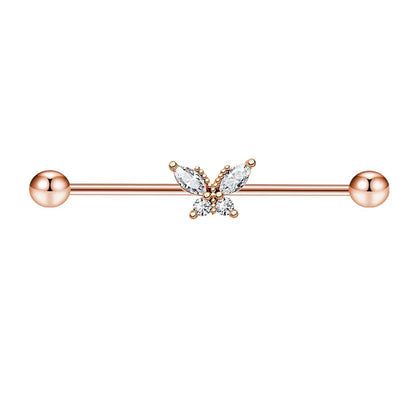 1PCS Stainless Steel Butterfly Industrial Piercing Barbell 14G Star Industrial Earring Tragus Cartilage Jewelry Industrial Rings