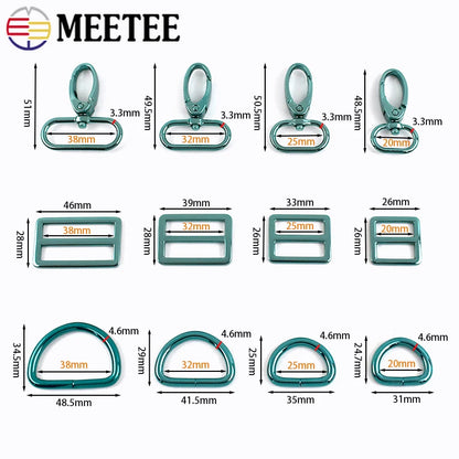 2/3Sets Meetee 20-38mm Metal Bag Strap Buckles D Ring Swivel Lobster Clasp Pet Collar Tri-glide Slider Hook DIY Bags Accessories