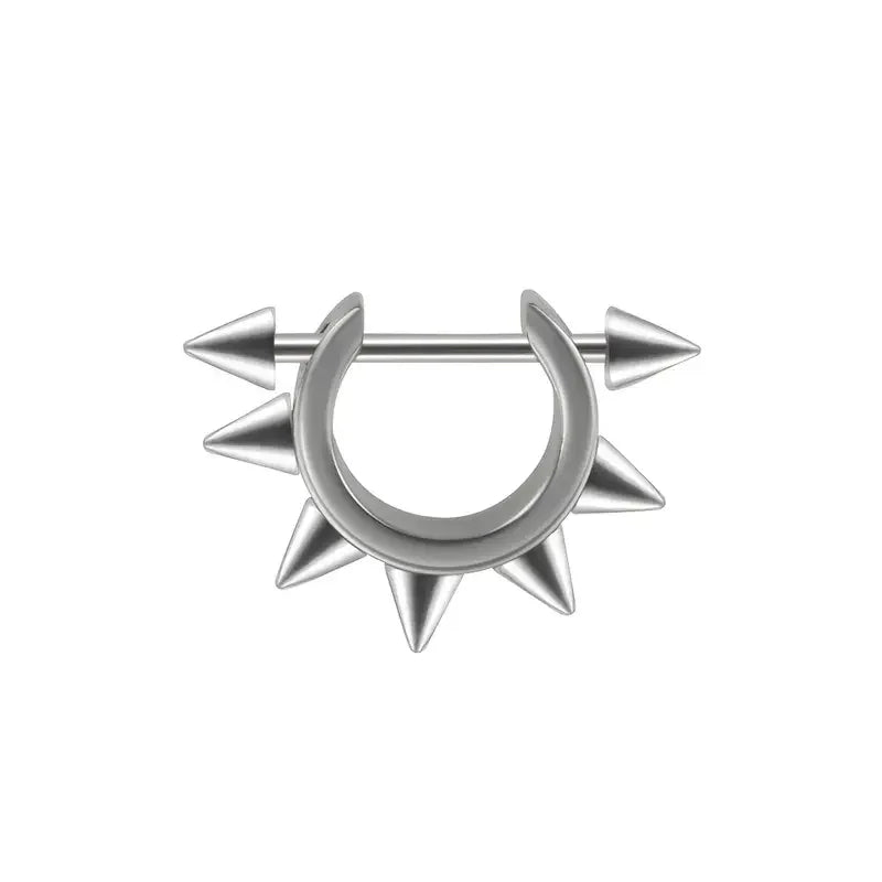 1pc Stainless Steel Cone Silver/Black Color Ear Cartilage Spike Hoop Earring, Tragus Helix Daith Piercing Jewelry For Men