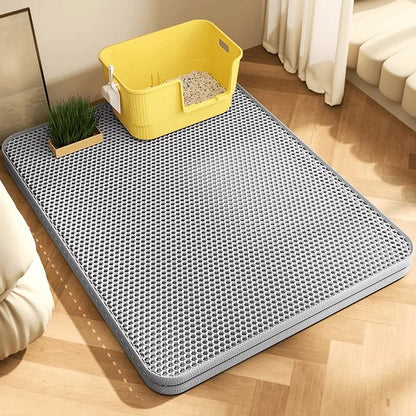 Large Cat Litter Mat Waterproof Double Layer Litter Trapper Non Slip Easy Clean Pet Toilet Pad for Litter Box Sand Control