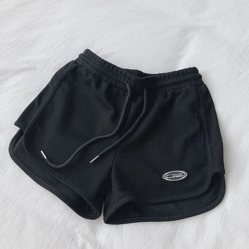 Women Casual Loose Drawstring Sports Shorts Elastic High Waist Fitness Running A-line Shorts Basic Yoga Wide Leg Trousers Summer