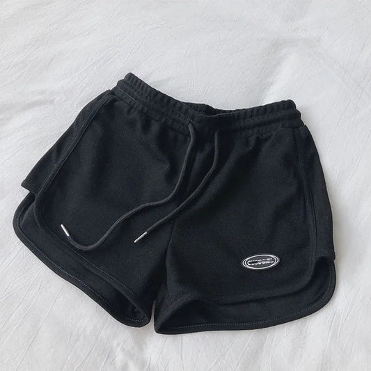 Women Casual Loose Drawstring Sports Shorts Elastic High Waist Fitness Running A-line Shorts Basic Yoga Wide Leg Trousers Summer