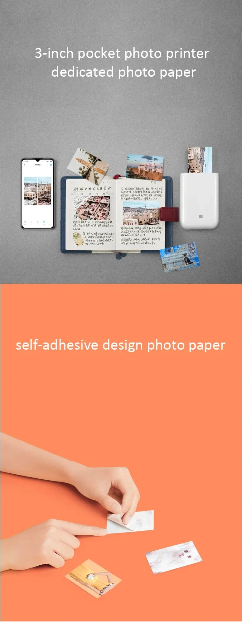 Original Xiaomi Pocket Printer Paper ZINK Self-adhesive Photo Print Sheets For Xiaomi 3-inch Mini Pocket Photo Printer Only Pape